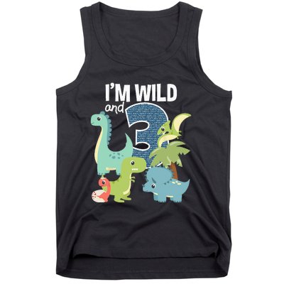 Im Wild And 3 Dinosaurs Theme Birthday Dinosaur Party Tank Top