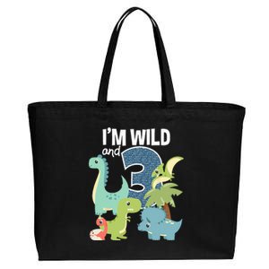 Im Wild And 3 Dinosaurs Theme Birthday Dinosaur Party Cotton Canvas Jumbo Tote