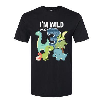 Im Wild And 3 Dinosaurs Theme Birthday Dinosaur Party Softstyle CVC T-Shirt