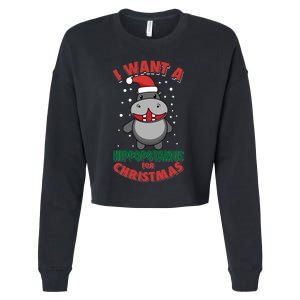 I Want A Hippopotamus For Christmas Xmas Lover Gift Cropped Pullover Crew