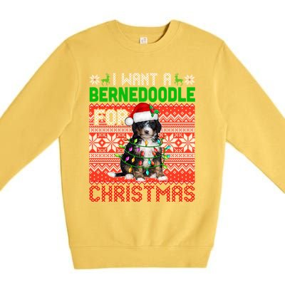 I Want A Bernedoodle For Christmas Santa Dog Lover Owner Gift Premium Crewneck Sweatshirt