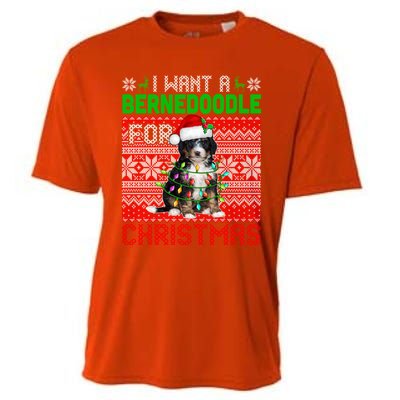 I Want A Bernedoodle For Christmas Santa Dog Lover Owner Gift Cooling Performance Crew T-Shirt