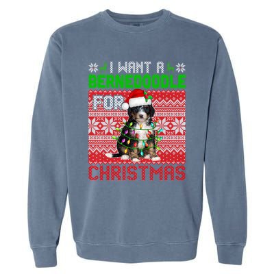 I Want A Bernedoodle For Christmas Santa Dog Lover Owner Gift Garment-Dyed Sweatshirt