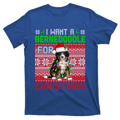 I Want A Bernedoodle For Christmas Santa Dog Lover Owner Gift T-Shirt