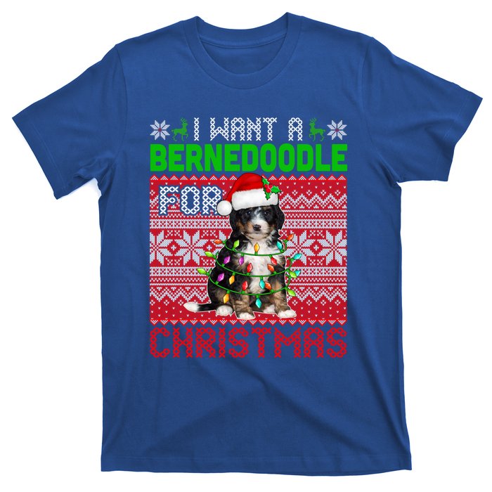 I Want A Bernedoodle For Christmas Santa Dog Lover Owner Gift T-Shirt