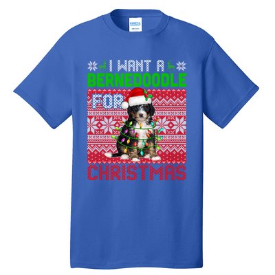 I Want A Bernedoodle For Christmas Santa Dog Lover Owner Gift Tall T-Shirt