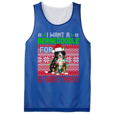 I Want A Bernedoodle For Christmas Santa Dog Lover Owner Gift Mesh Reversible Basketball Jersey Tank