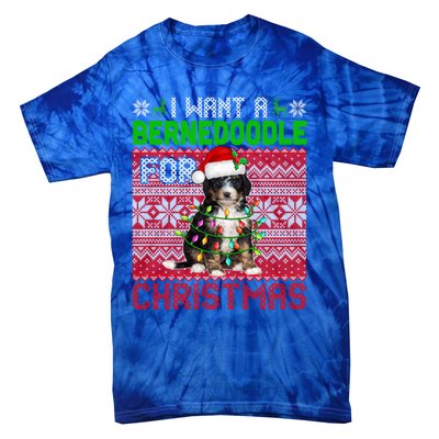 I Want A Bernedoodle For Christmas Santa Dog Lover Owner Gift Tie-Dye T-Shirt