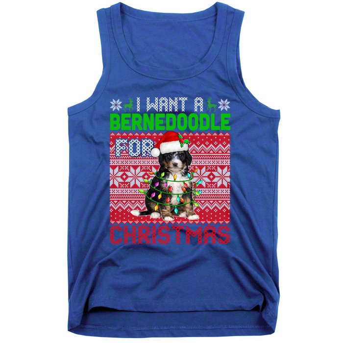 I Want A Bernedoodle For Christmas Santa Dog Lover Owner Gift Tank Top