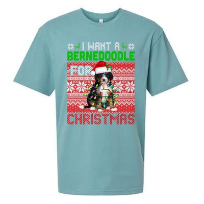 I Want A Bernedoodle For Christmas Santa Dog Lover Owner Gift Sueded Cloud Jersey T-Shirt