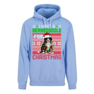 I Want A Bernedoodle For Christmas Santa Dog Lover Owner Gift Unisex Surf Hoodie