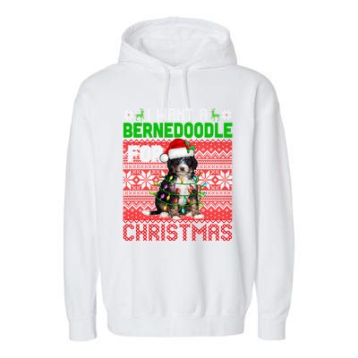 I Want A Bernedoodle For Christmas Santa Dog Lover Owner Gift Garment-Dyed Fleece Hoodie