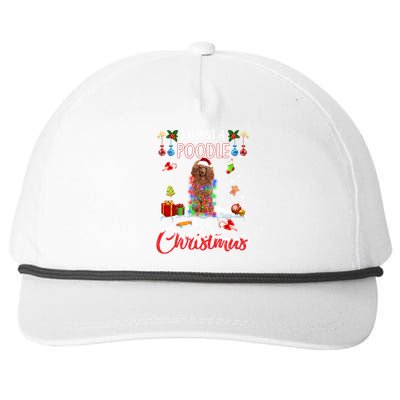 I Want A Poodle For Christmas Xmas Lights Santa Poodle Cool Gift Snapback Five-Panel Rope Hat