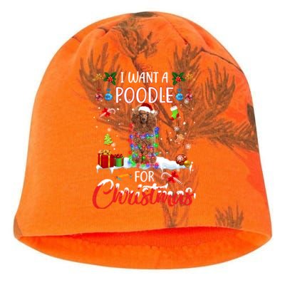 I Want A Poodle For Christmas Xmas Lights Santa Poodle Cool Gift Kati - Camo Knit Beanie