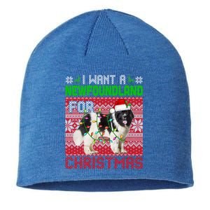 I Want A Newfoundland For Christmas Santa Dog Lover Owner Gift Sustainable Beanie