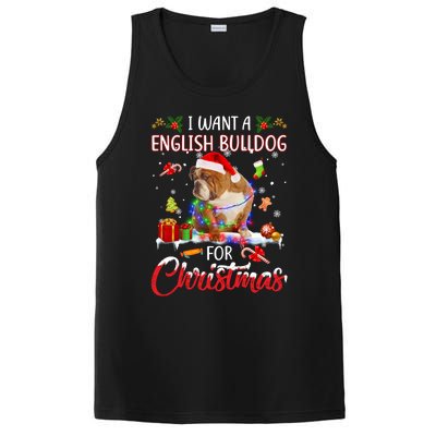 I Want A English Bulldog For Christmas Xmas Lights Santa Gift PosiCharge Competitor Tank