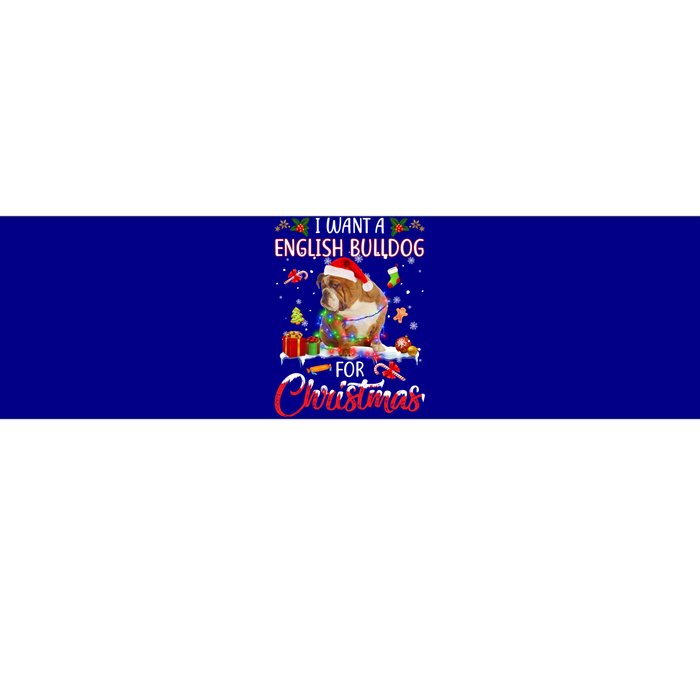 I Want A English Bulldog For Christmas Xmas Lights Santa Gift Bumper Sticker