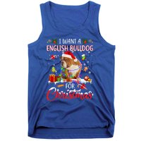 I Want A English Bulldog For Christmas Xmas Lights Santa Gift Tank Top