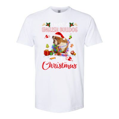 I Want A English Bulldog For Christmas Xmas Lights Santa Gift Softstyle CVC T-Shirt