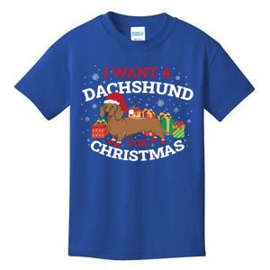 I Want A Dachshund For Christmas Cute Gift Kids T-Shirt