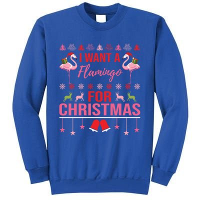 I Want A Flamingo For Christmas Flamingo Ugly Christmas Gift Tall Sweatshirt