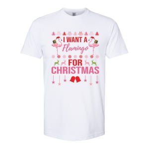 I Want A Flamingo For Christmas Flamingo Ugly Christmas Gift Softstyle CVC T-Shirt