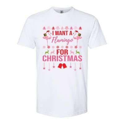 I Want A Flamingo For Christmas Flamingo Ugly Christmas Gift Softstyle CVC T-Shirt