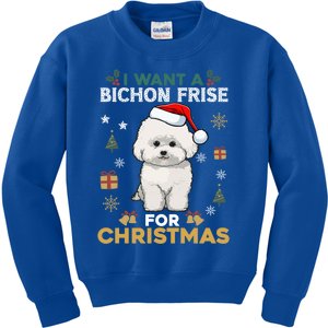 I Want A Bichon Frise For Christmas Cute Dog Lover Pajamas Cool Gift Kids Sweatshirt