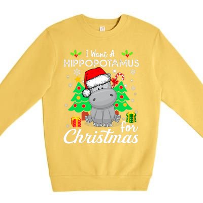 I Want A Hippopotamus For Christmas Xmas Hippo Pajama Premium Crewneck Sweatshirt