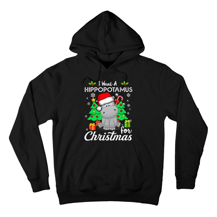 I Want A Hippopotamus For Christmas Xmas Hippo Pajama Hoodie