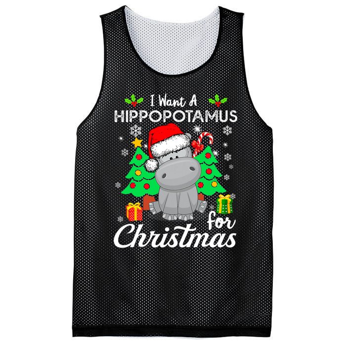 I Want A Hippopotamus For Christmas Xmas Hippo Pajama Mesh Reversible Basketball Jersey Tank