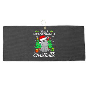 I Want A Hippopotamus For Christmas Xmas Hippo Pajama Large Microfiber Waffle Golf Towel