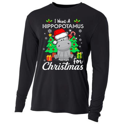 I Want A Hippopotamus For Christmas Xmas Hippo Pajama Cooling Performance Long Sleeve Crew