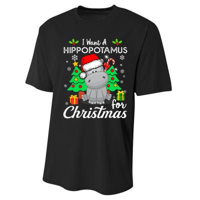 I Want A Hippopotamus For Christmas Xmas Hippo Pajama Performance Sprint T-Shirt