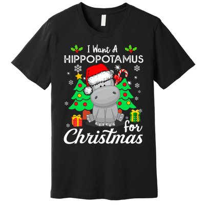 I Want A Hippopotamus For Christmas Xmas Hippo Pajama Premium T-Shirt