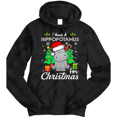 I Want A Hippopotamus For Christmas Xmas Hippo Pajama Tie Dye Hoodie