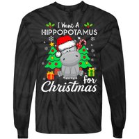 I Want A Hippopotamus For Christmas Xmas Hippo Pajama Tie-Dye Long Sleeve Shirt