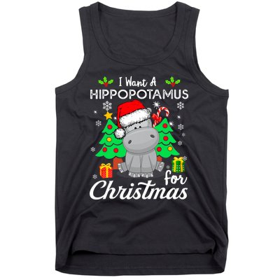 I Want A Hippopotamus For Christmas Xmas Hippo Pajama Tank Top