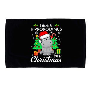 I Want A Hippopotamus For Christmas Xmas Hippo Pajama Microfiber Hand Towel