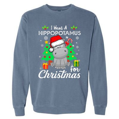 I Want A Hippopotamus For Christmas Xmas Hippo Pajama Garment-Dyed Sweatshirt