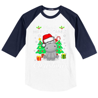 I Want A Hippopotamus For Christmas Xmas Hippo Pajama Baseball Sleeve Shirt