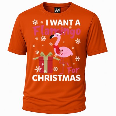 I Want A Flamingo For Christmas Funny Flamingo Lovers Gift Cooling Performance Crew T-Shirt