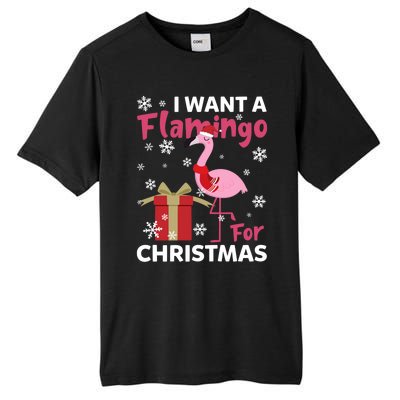 I Want A Flamingo For Christmas Funny Flamingo Lovers Gift Tall Fusion ChromaSoft Performance T-Shirt