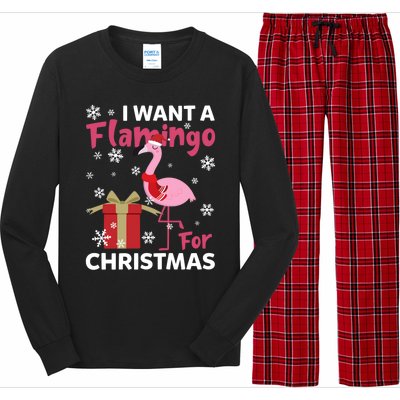 I Want A Flamingo For Christmas Funny Flamingo Lovers Gift Long Sleeve Pajama Set