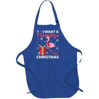 I Want A Flamingo For Christmas Funny Flamingo Lovers Gift Full-Length Apron With Pockets