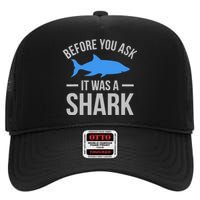 It Was A Shark Funny Amputee Prosthetic Surgery Graphic High Crown Mesh Back Trucker Hat