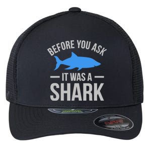 It Was A Shark Funny Amputee Prosthetic Surgery Graphic Flexfit Unipanel Trucker Cap