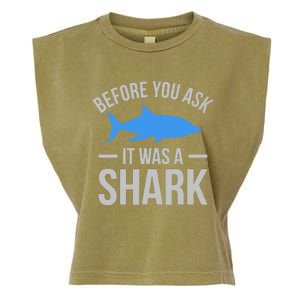 It Was A Shark Funny Amputee Prosthetic Surgery Graphic Garment-Dyed Women's Muscle Tee