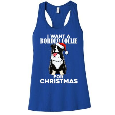 I Want A Border Collie For Christmas Cute Dog Lover Pajamas Funny Gift Women's Racerback Tank