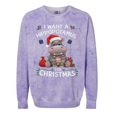 I Want A Hippopotamus For Christmas Xmas Lover Funny Colorblast Crewneck Sweatshirt